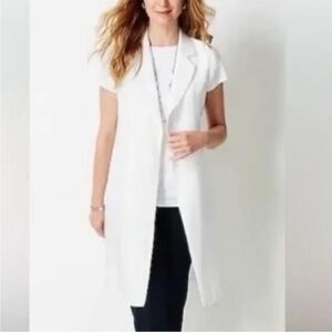 J. Jill White Linen Blend Vest Sz Extra Small Petite